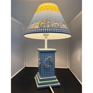 Kids Nursery table Lamp ABC‎ Alphabet Animals Gingham Shade kids boys room